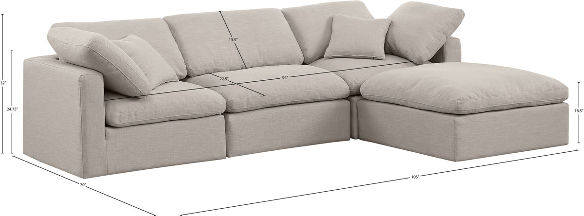 Indulge - Linen 4 Piece Modular Sectional With Chaise
