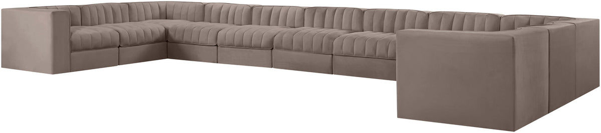 Rummi - Velvet Performance Fabric Upholstered 11 Piece Modular Sectional