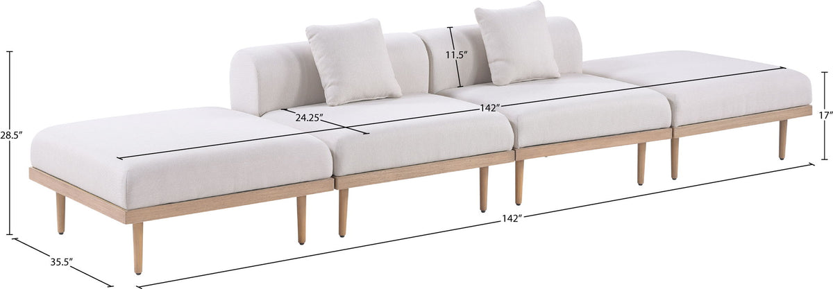 Laguna - 4 Piece 142" Outdoor Patio Armless Modular Sofa With 2 Backless Seats