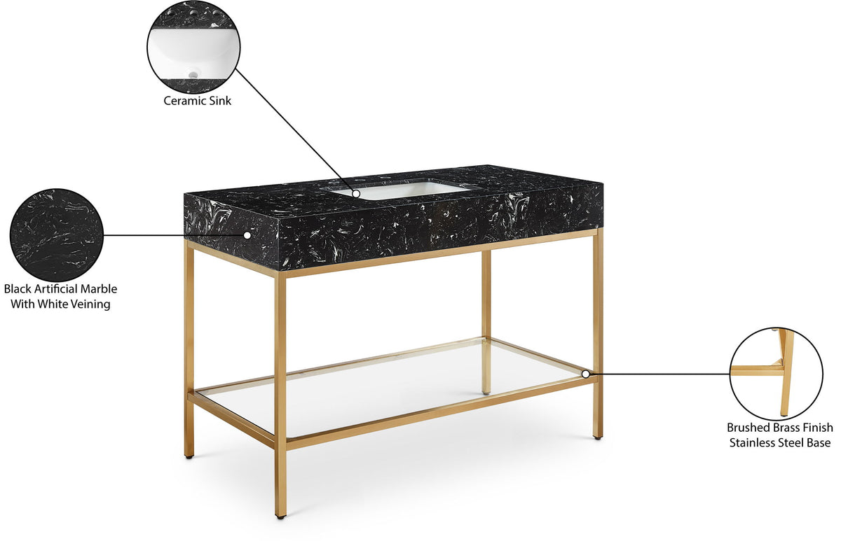 Marmo - Engineered Marble Bathroom Vanity With Gold Base