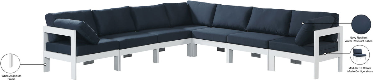 Nizuc - Outdoor Patio 7 Piece Modular Sectional With White Frame