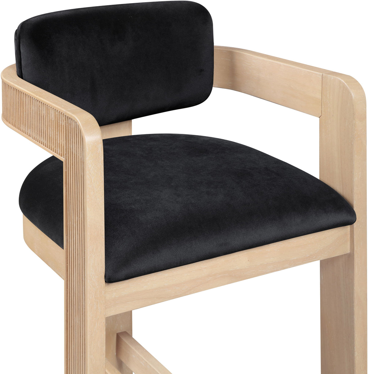 Sacha - Velvet Stool With Natural Base