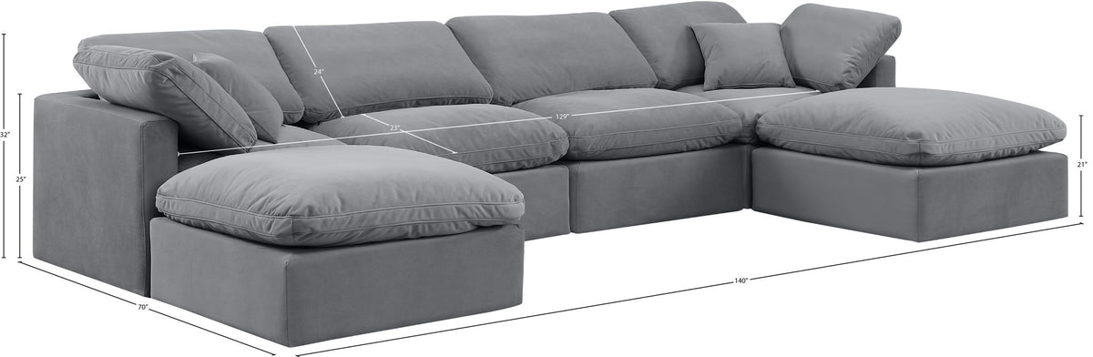 Indulge - Velvet 6 Piece Modular Double Chaise Sectional