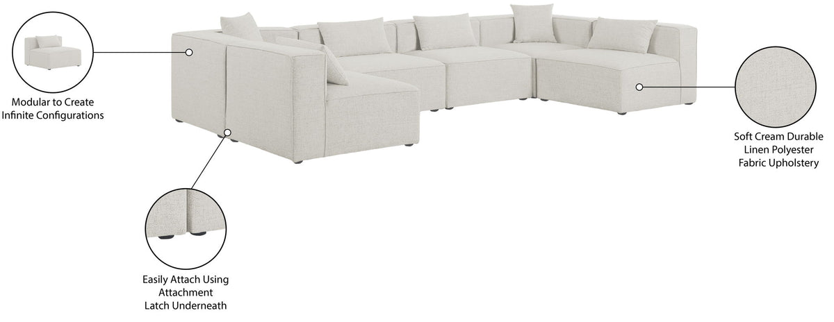 Cube - Linen 6 Piece Modular Armless Sectional