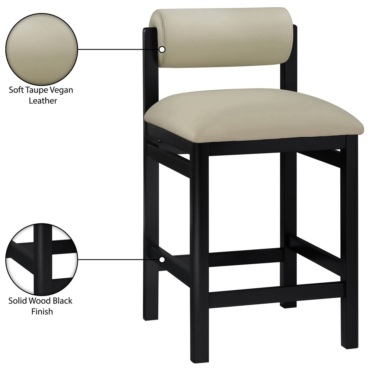 Roundhill - Faux Leather Counter Stool - Black Frame