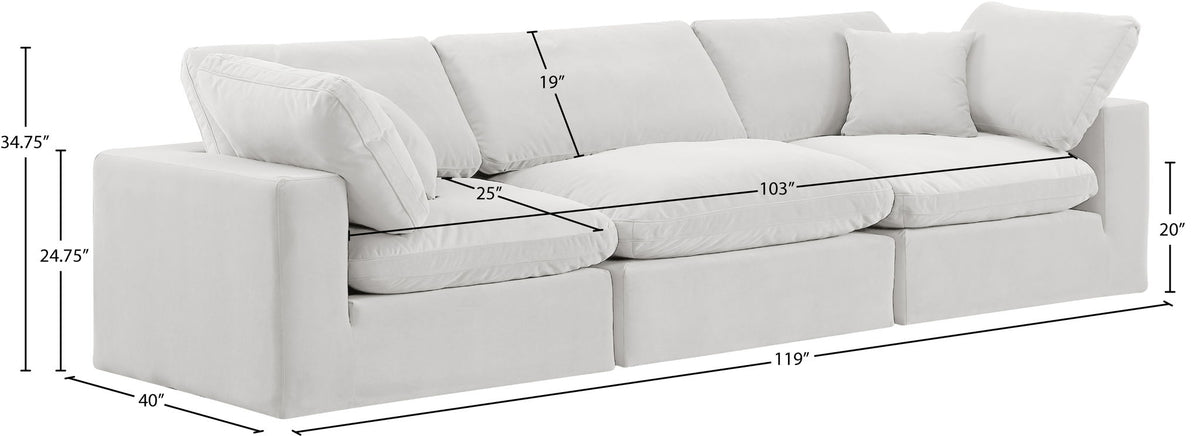 Comfy - Velvet Modular Sofa 3 Seats