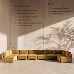 Hammond - Velvet Performance Fabric Upholstered 8 Piece U-Shaped Armless Sectional - Beige