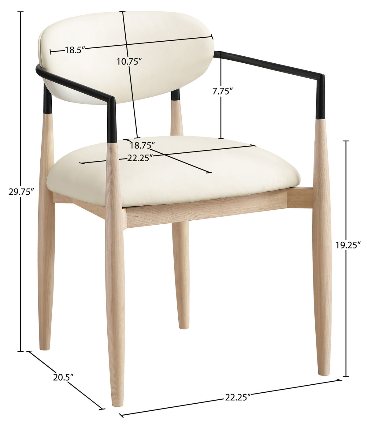 Riccio - Faux Leather Dining Arm Chair (Set of 2) - Natural Frame