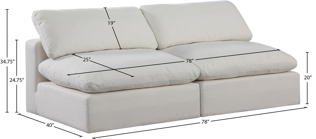 Comfy - Linen Modular Armless Sofa 2 Seats