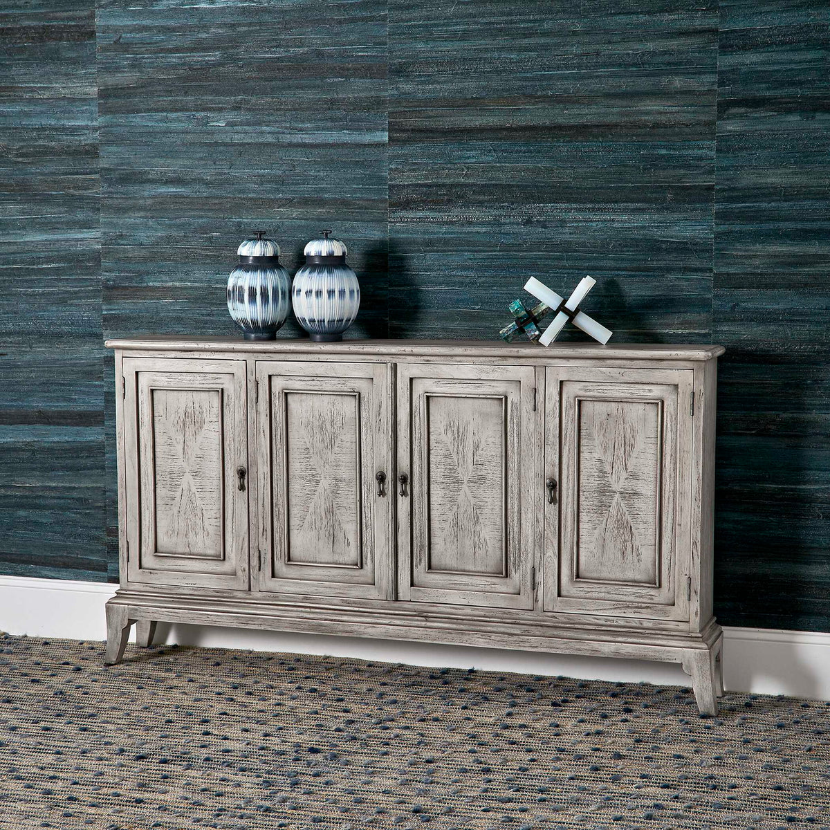 Nyle - 4 Door Cabinet - Gray