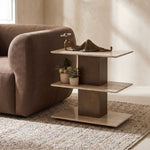 Travertini - 3 Tiered Accent Table - Bronze / Beige