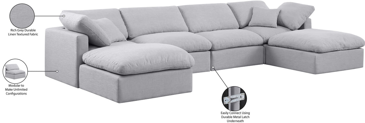 Indulge - Linen 6 Piece Modular Double Chaise Sectional