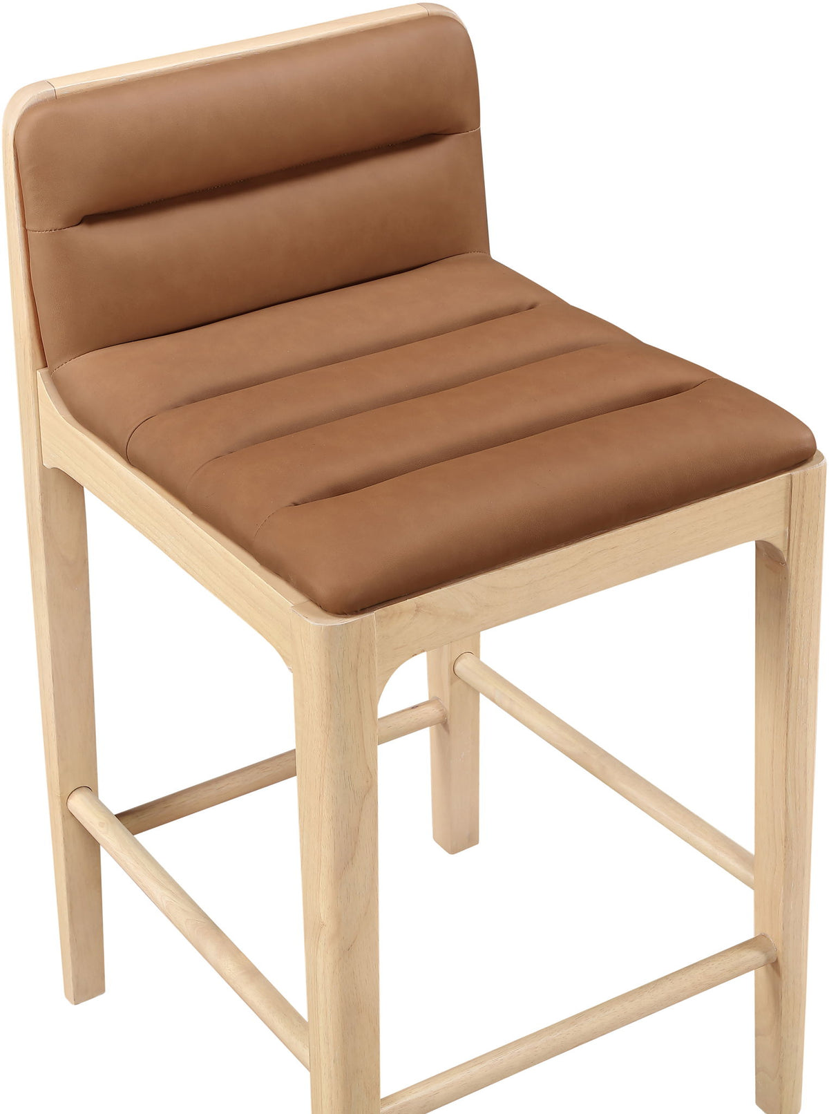 Ellis - Vegan Leather Upholstered Counter Stool (Set of 2) - Natural Base