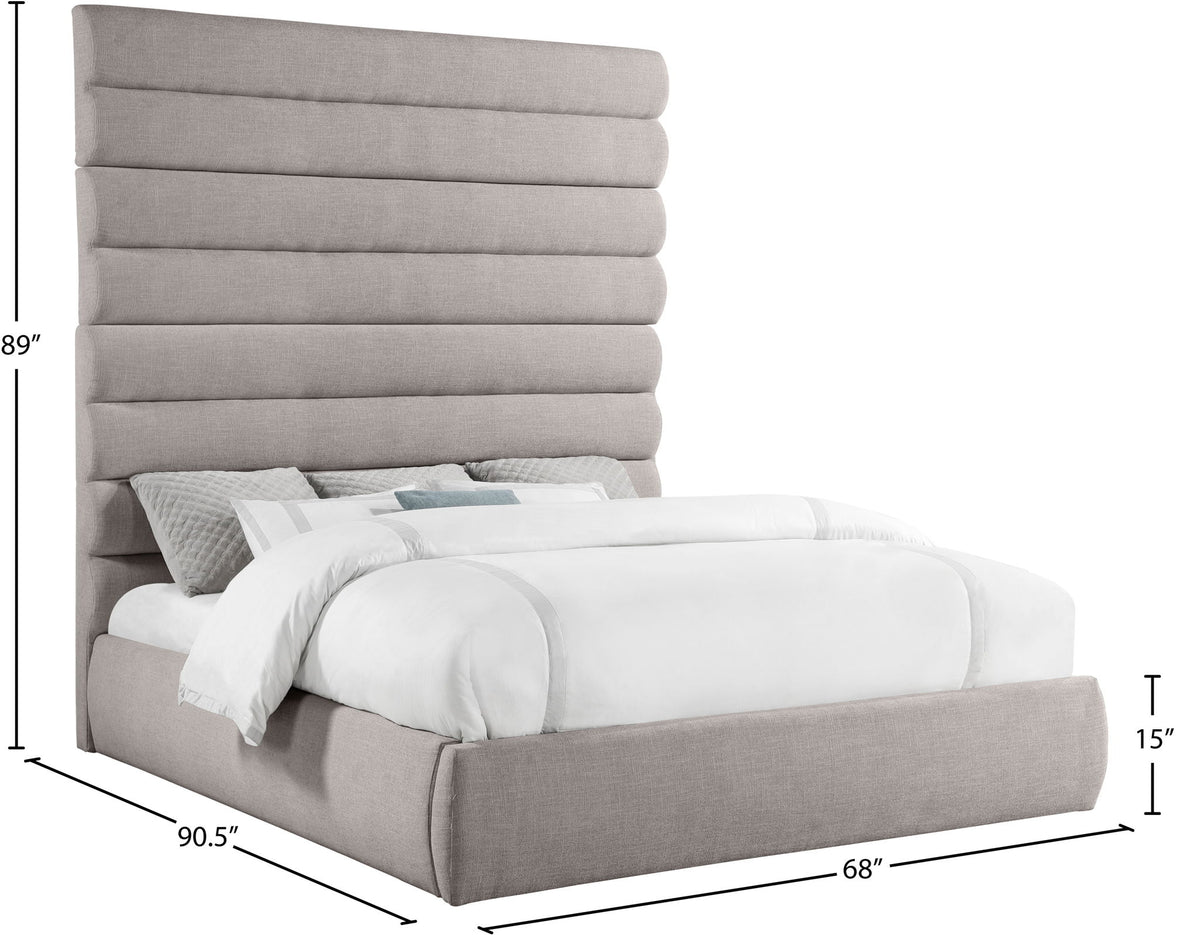 Adam - Linen Fabric Bed With 89" Headboard