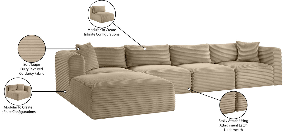 Shaggy - Fabric 5 Piece Modular Sectional With Ottoman