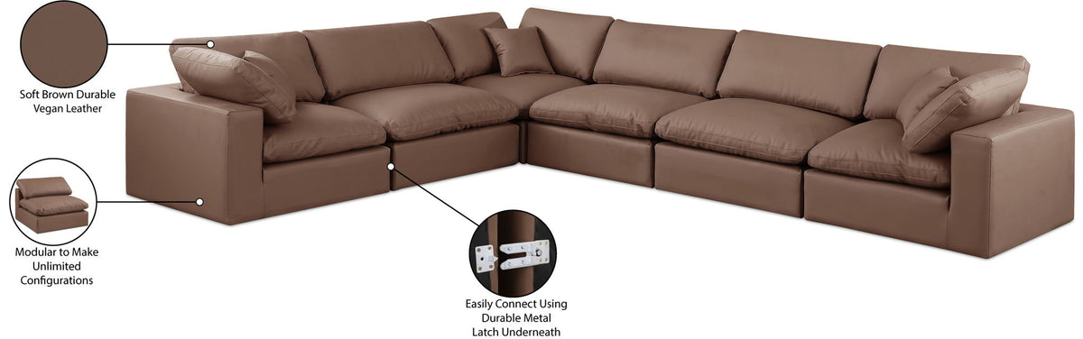 Comfy - 6 Piece Faux Leather Modular Corner Sectional