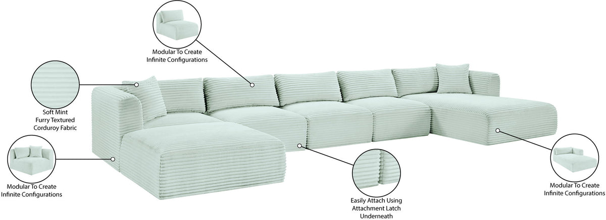 Shaggy - 6 Piece Modular Sectional With Chaise And Ottoman