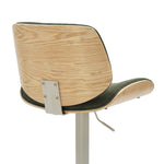 Brock - Adjustable Swivel Curved Back Wood Bar Stool With Faux Leather Seat