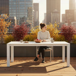 Breeze - Powder Coated Metal Rectangle Outdoor Dining Table With Sintered Stone Table Top - Cream