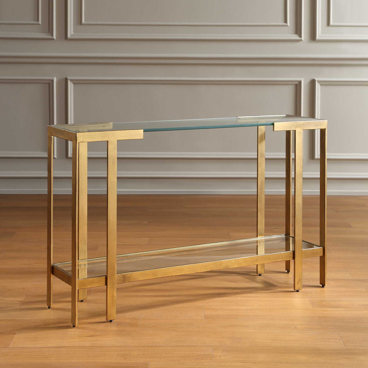 Kendrick - Glass Console Table - Gold