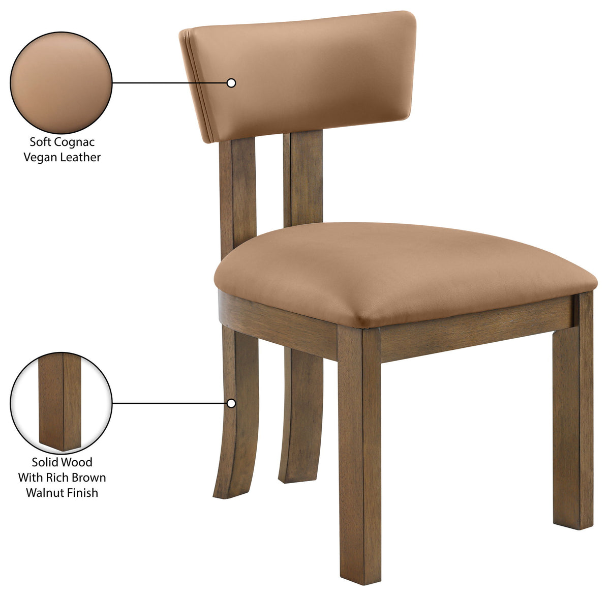 Lavrin - Vegan Leather Upholstered Dining Side Chair (Set of 2) - Walnut Base
