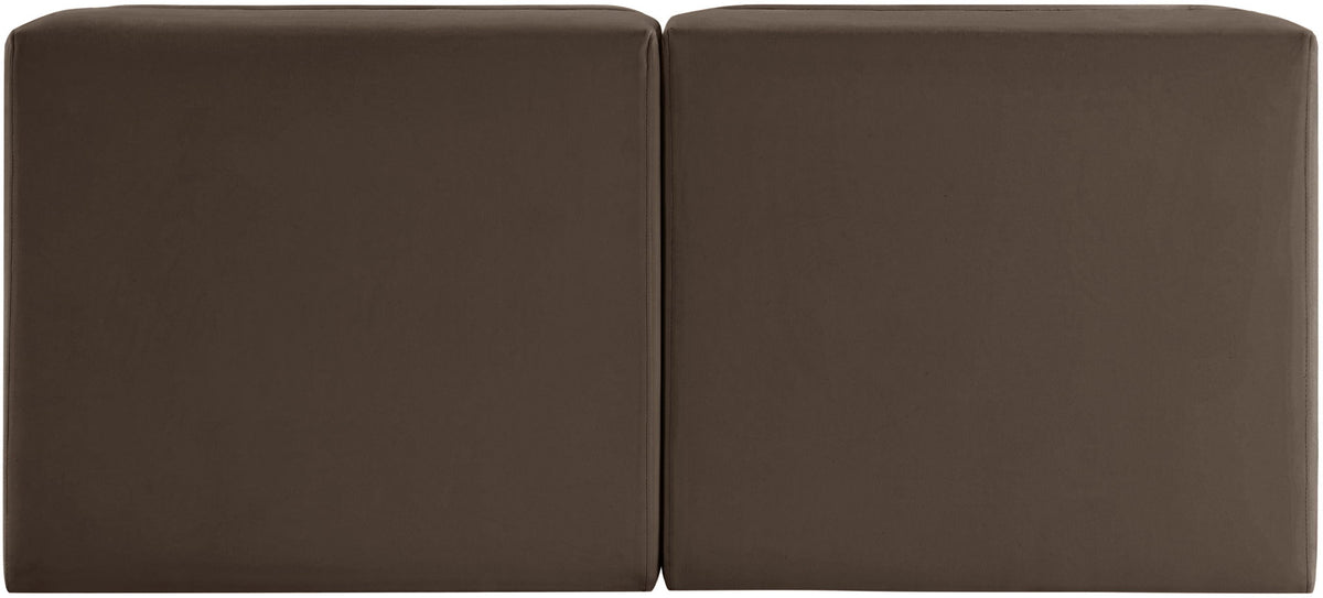 Rummi - Velvet Performance Fabric Upholstered 2 Piece Modular Armless Loveseat