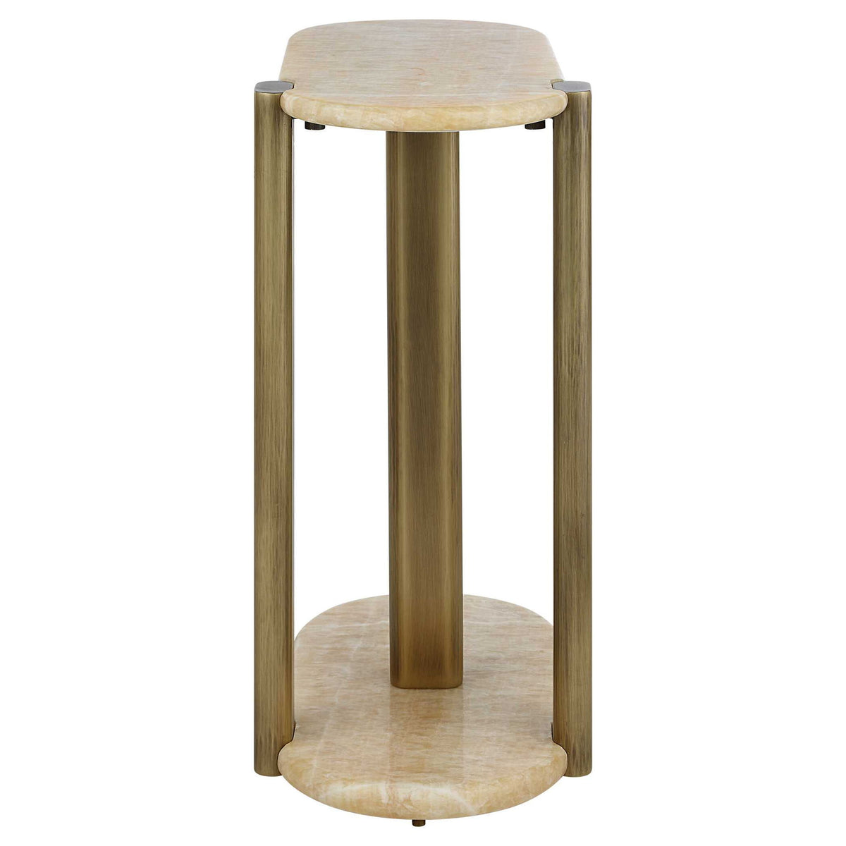 Rounded Cantilever - Accent Table - Beige / Gold