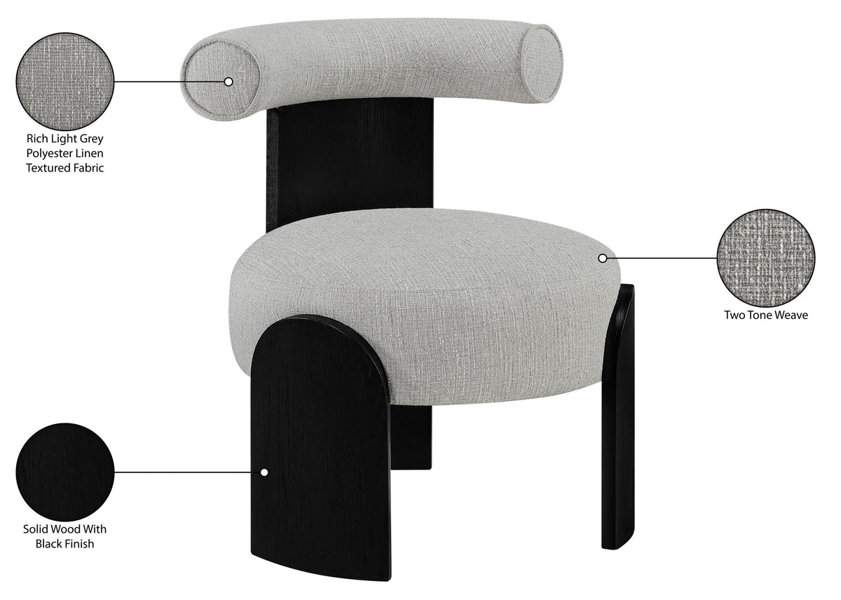Calder - Linen Textured Fabric Upholstered Accent Chair - Painted Black Base