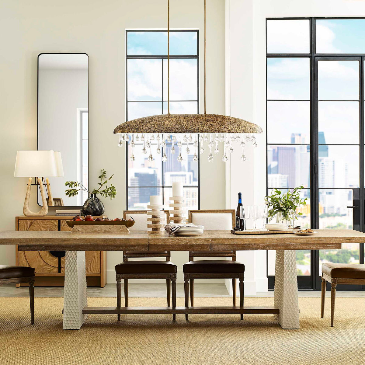 Hewn - Trestle Extension Dining Table - White / Woodtone