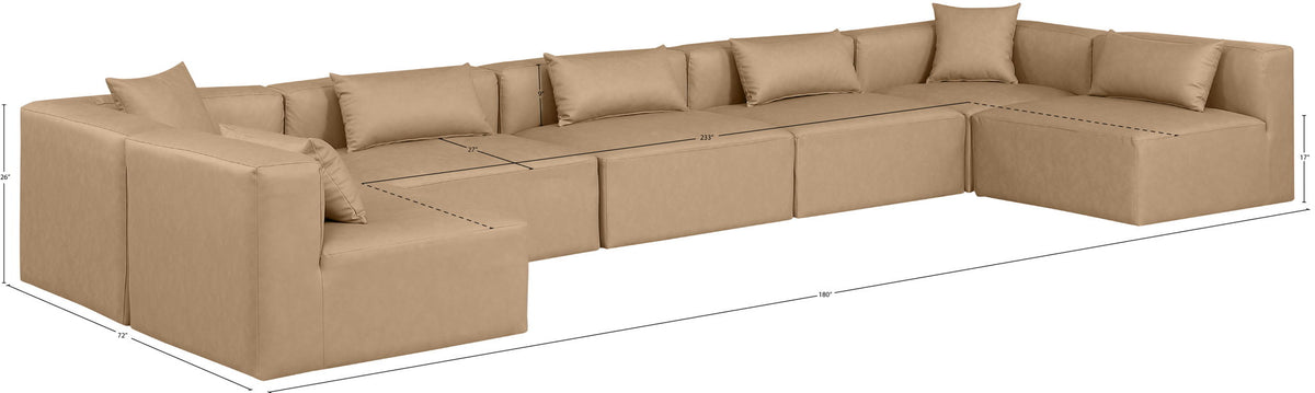 Cube - 7 Piece Modular U-Shaped Sectional - Tan