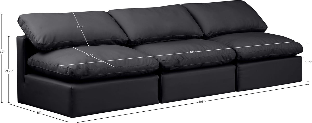 Indulge - Faux Leather 3 Seat Modular Armless Sofa