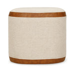 Huche - Cotton Jute and Vegan Leather Oval Ottoman - Natural