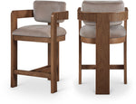 Sacha - Velvet Stool With Brown Base