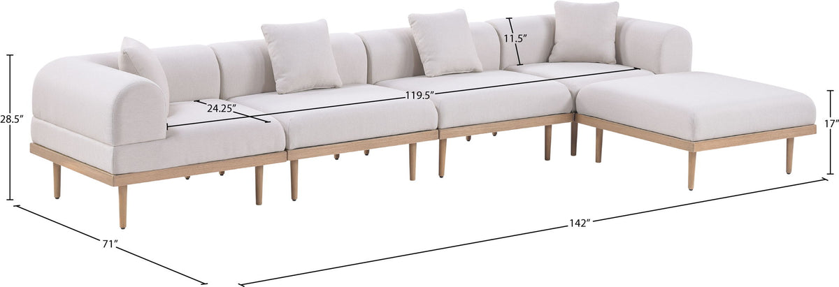 Laguna - 5 Piece 106.5" Upholstered Outdoor Patio Modular Sectional