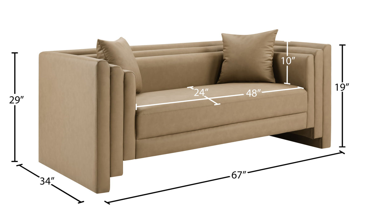 Everett - Vegan Leather 67" Upholstered Loveseat - Tan