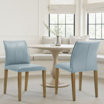 Velena - Full Back Top Grain Leather Upholstered Wood Dining Chairs (Set of 2) - Blue