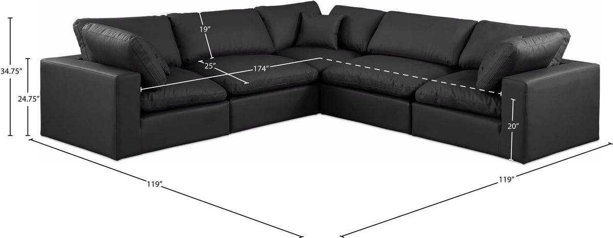Comfy - 5 Piece Faux Leather Modular Corner Sectional