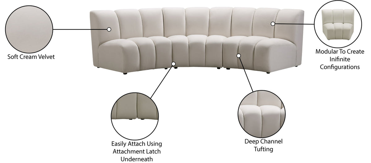 Infinity - 3 Piece Velvet Modular Sectional