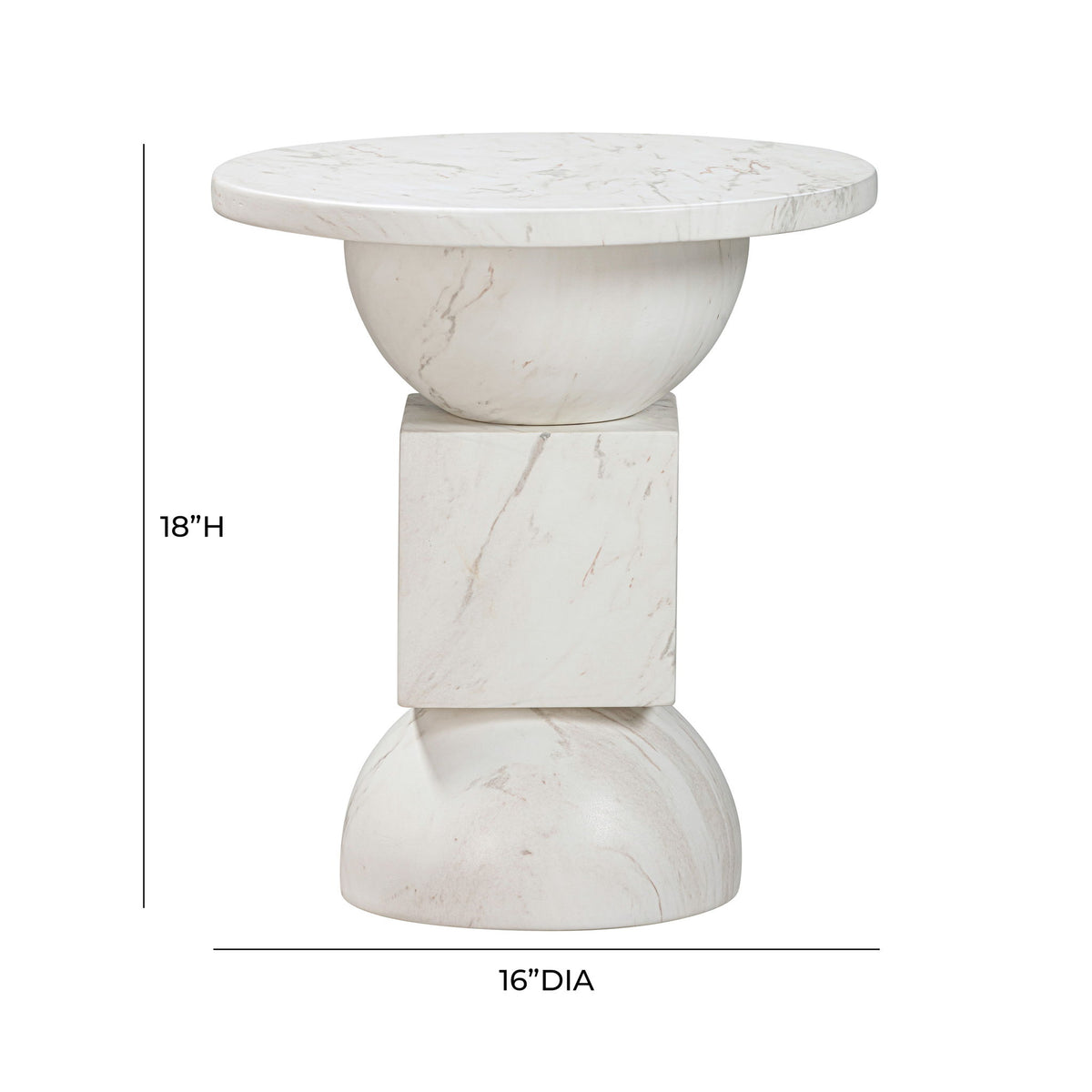 Chip - Marble Print Indoor / Outdoor Side Table - White
