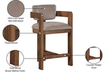 Sacha - Velvet Stool With Brown Base