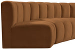 Arc - Velvet 6 Piece Curved Modular Sofa - Saddle