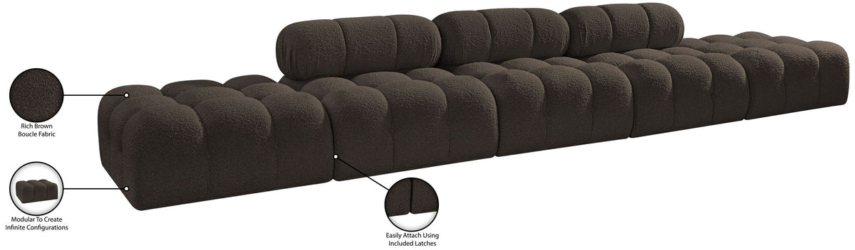 Ames - 5 Piece Boucle Upholstered Modular Sofa With 2 Armless Seats