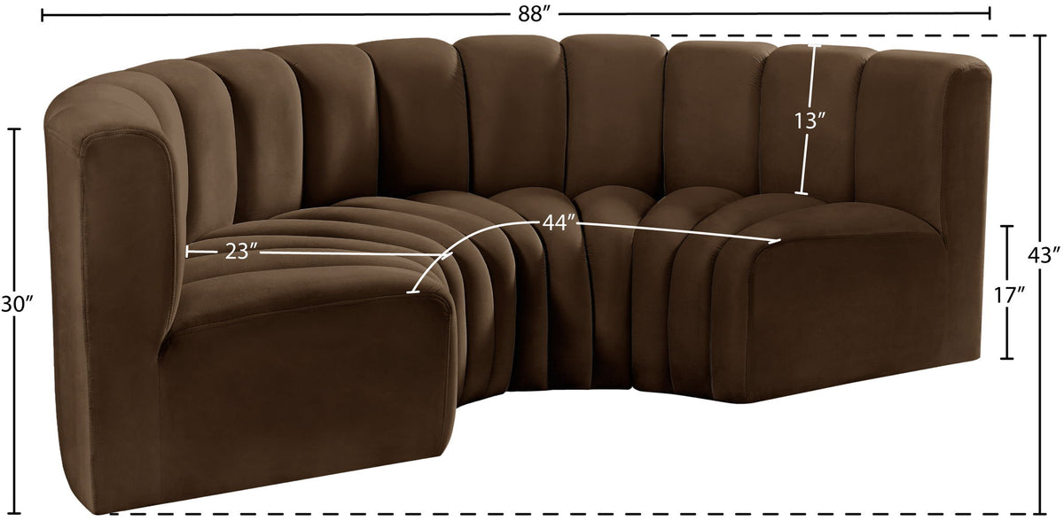 Arc - Velvet 4 Piece U-Shaped Modular Sofa