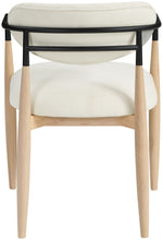 Riccio - Performance Fabric Upholstered Dining Arm Chair (Set of 2) With Light Brown Legs - Cream