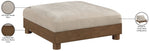 Turin - Chenille Fabric Upholstered Modular Ottoman - Taupe / Brown Walnut