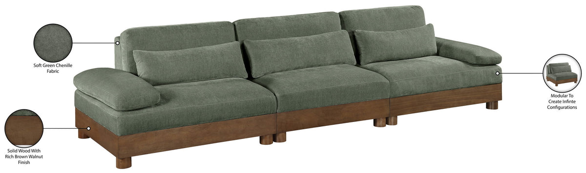 Turin - Chenille Fabric Upholstered Modular Sectional - Green