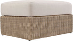 Seacrest - Olefin Water Resistant Fabric And Wicker Outdoor Patio Ottoman/Coffee Table