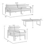 Cayman - 4 Piece Black Aluminum Outdoor Seating Set With Cushion - Black / Dark Gray
