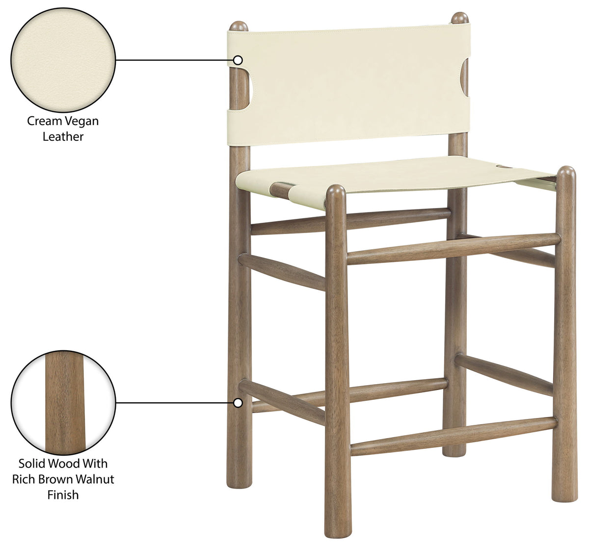 Santos - Upholstered Counter Stool With Stained Brown Base