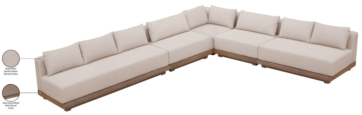 Solace - Olefin 5 Piece Outdoor Patio Modular Sectional